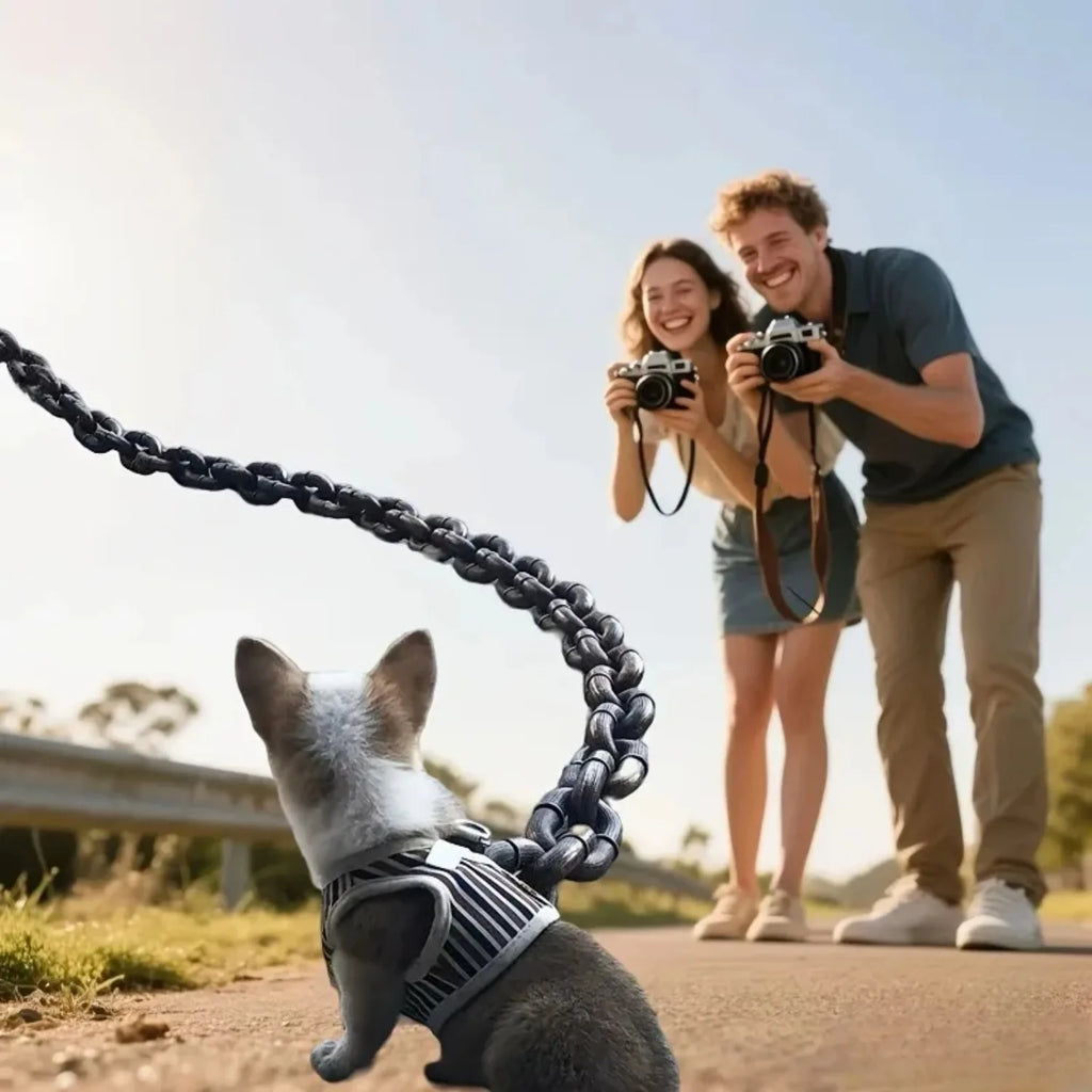 Plastic Iron Chain Handcuff Foot Shackle Dog Leash Set, Movie Prop Cosplay Costume, 1.5m/1.8m