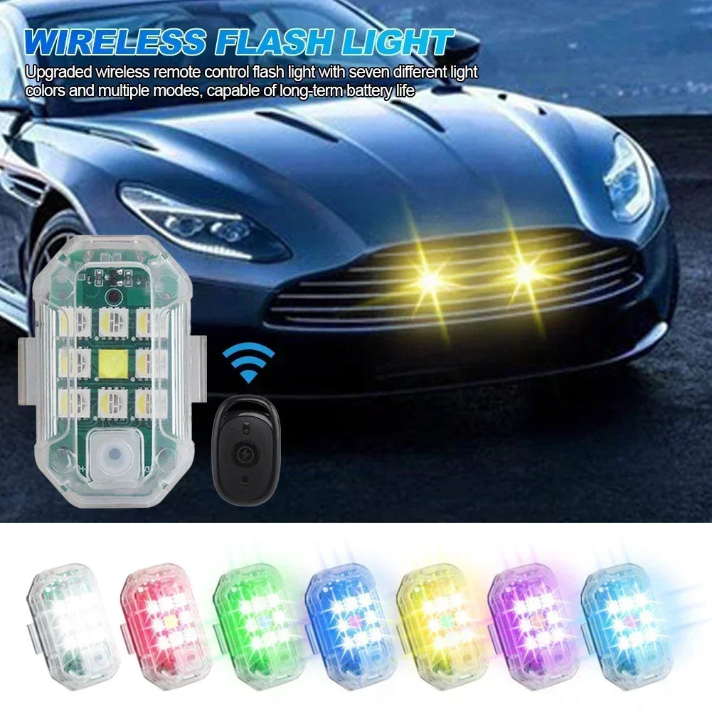 2Pc Remote Motorcycle Car Lights RC Drone LED Flash Wireless Light RC Fix Wing Aircraft Airplane Helicopter Warning Lights