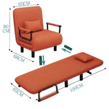 Modern Simplicity Metal Frame Folding Sofa Bed Dual-Purpose Study Lunch Break Two-in-One Single Sofa Bed