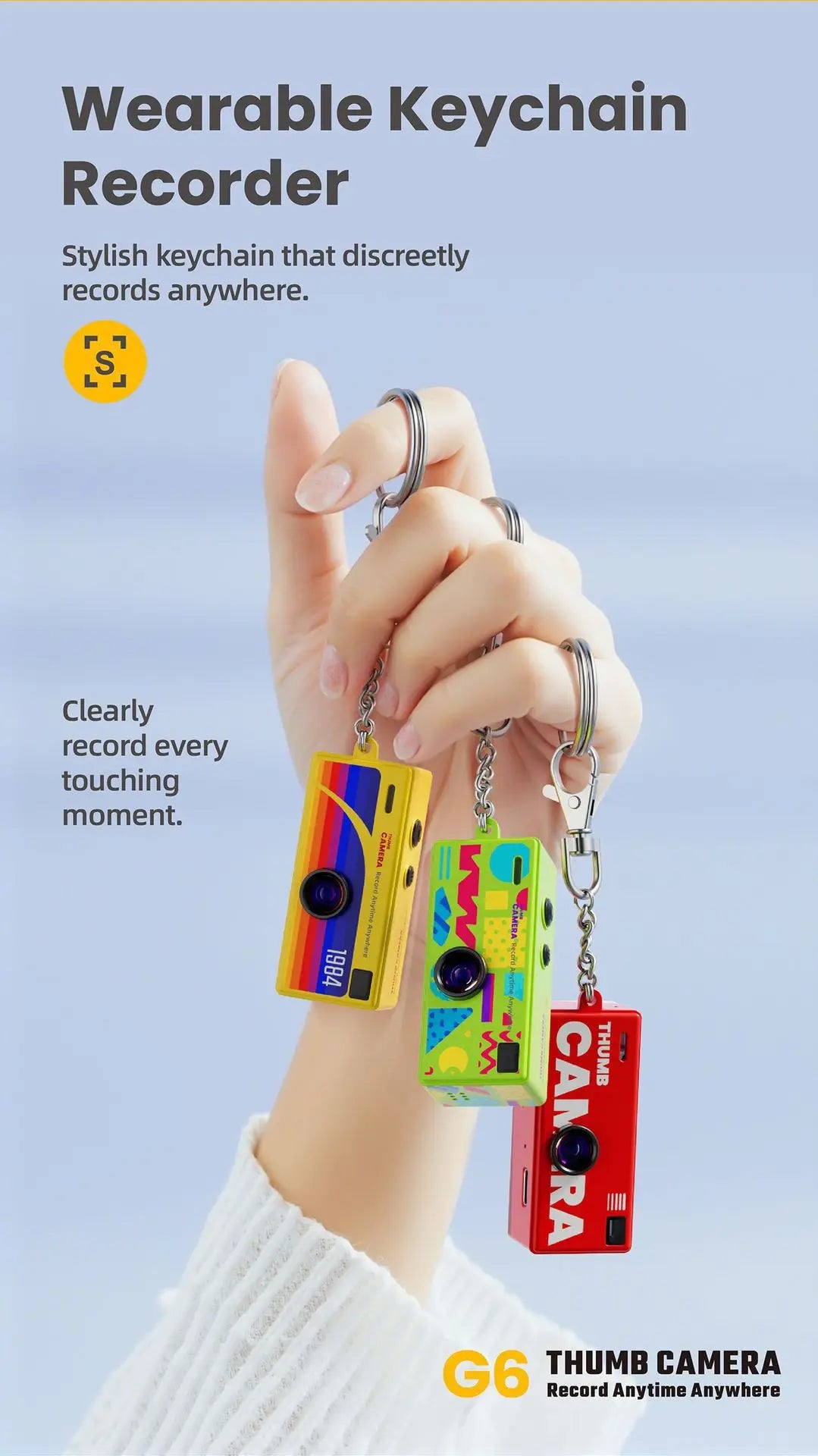 Mini Camera Hidden Camera Keychain Camera Daily Recording Student Sports Dedicated 1080P Support Storage Card Student Gifts