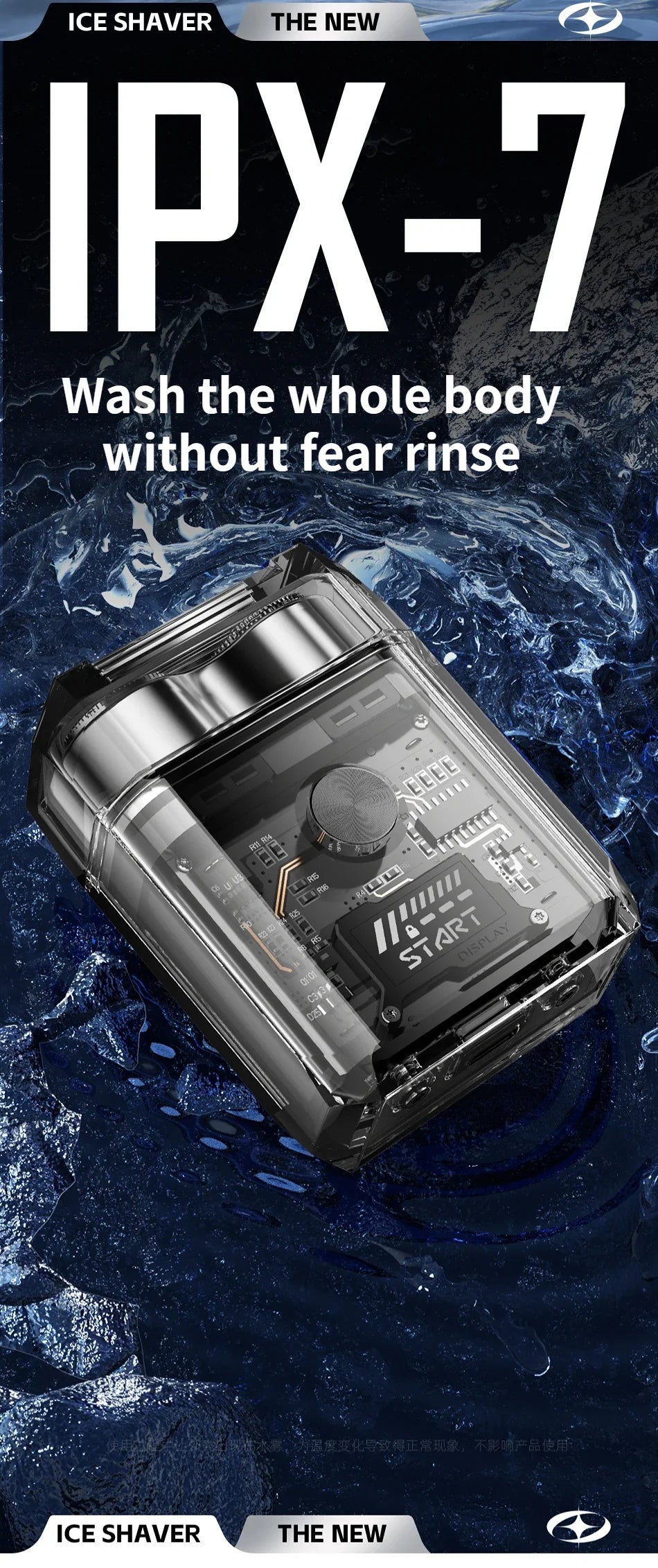 Electric Shaver、Transparent Body Rotary、Mini Portable Waterproof、IPX7 Wet Dry Electric、Travel Men Shaver