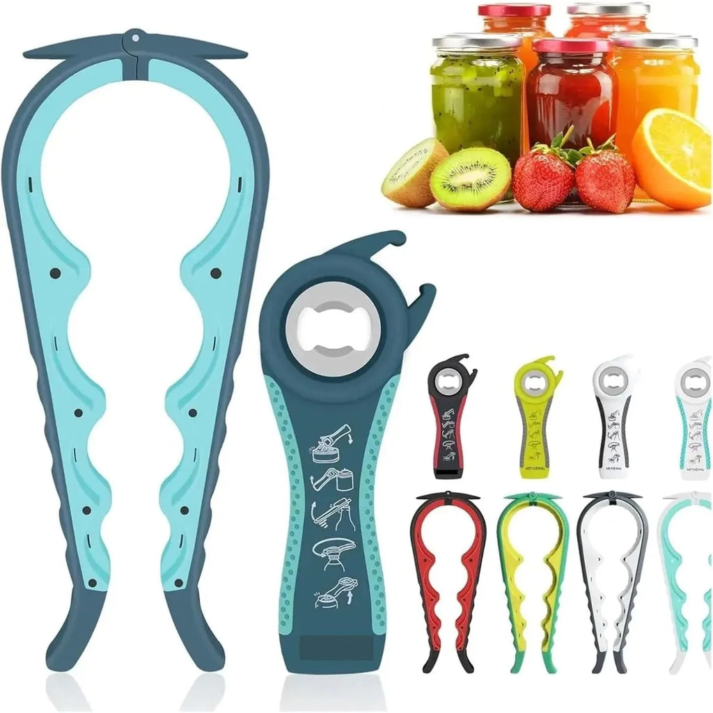 Universal 5-in-1 Jar & Bottle Opener Set for Weak Hands - Senior-Friendly Tool with Non-Slip Pad, Effortless for Arthritis Users