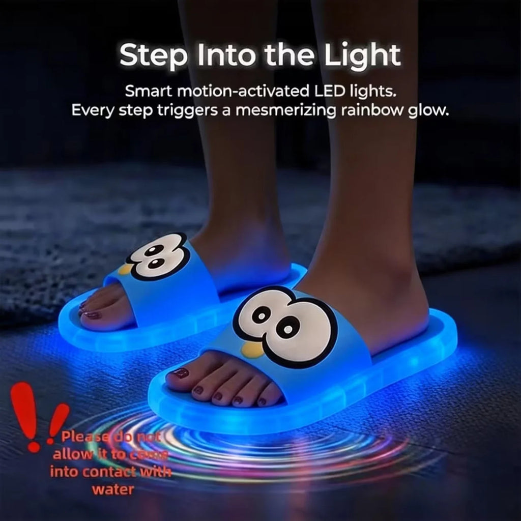 Women Luminous Slippers Funny Big Eyes Cartoon Thick Bottom House Slippers Non-Slip Soft Sole Glow Shoes For Home Outdoor
