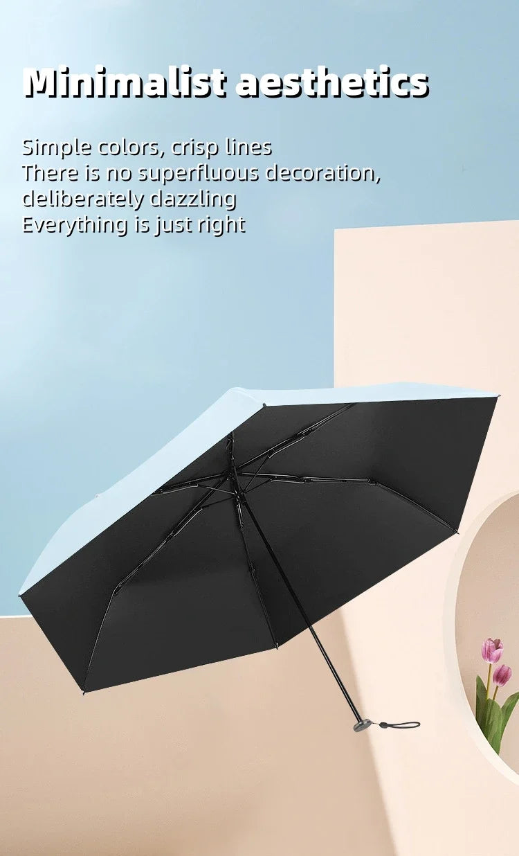 Ultra-light UPF50+ Umbrella Carbon Fiber Sun UV Protection Portable Umbrella Vinyl Folding Rain Parasol Pocket Pencil Umbrella