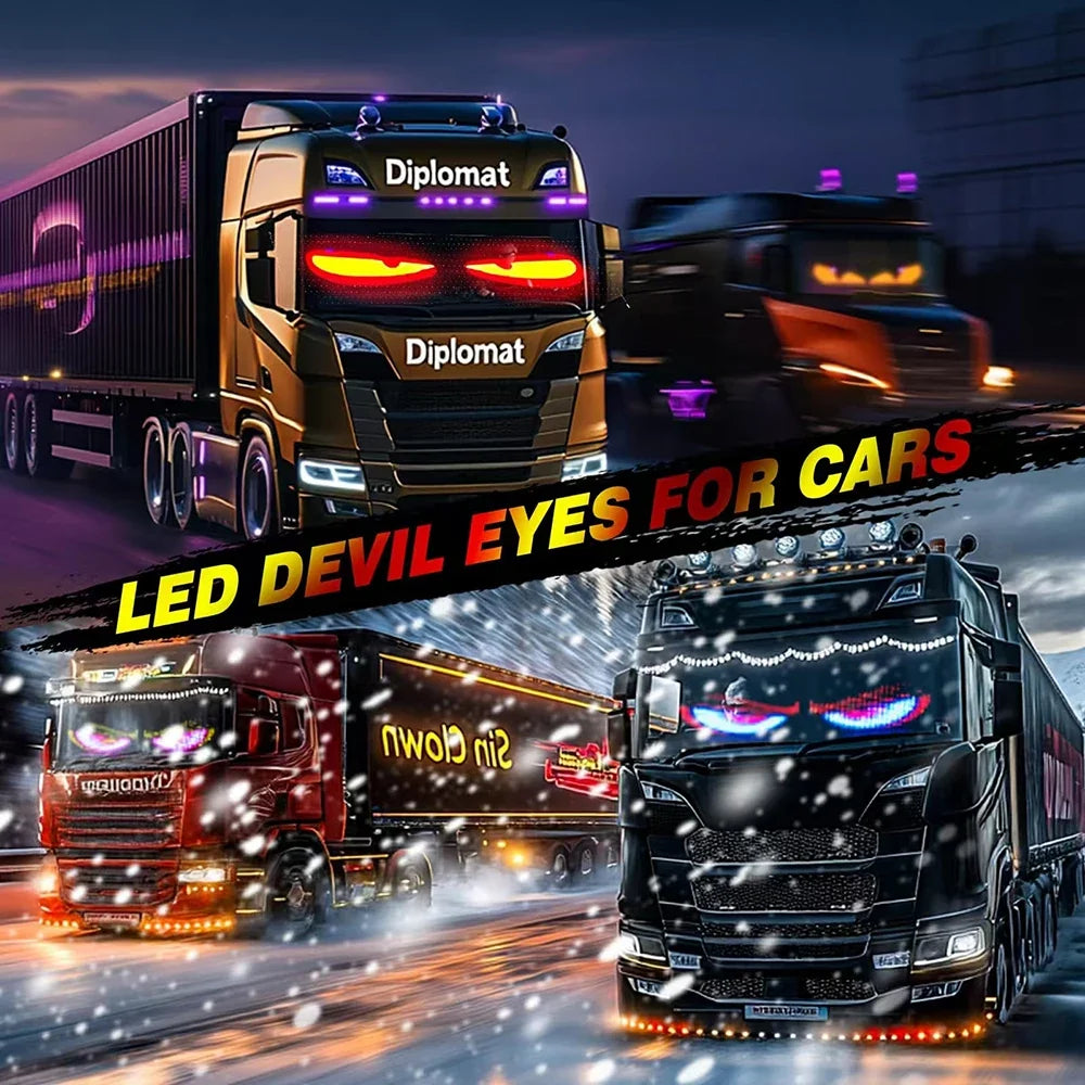 LED Truck Devil Eye Matrix Pixel Panel Remote App Control Soft Lighting Graffiti Scrolling DIY Programmable Flexible Screen