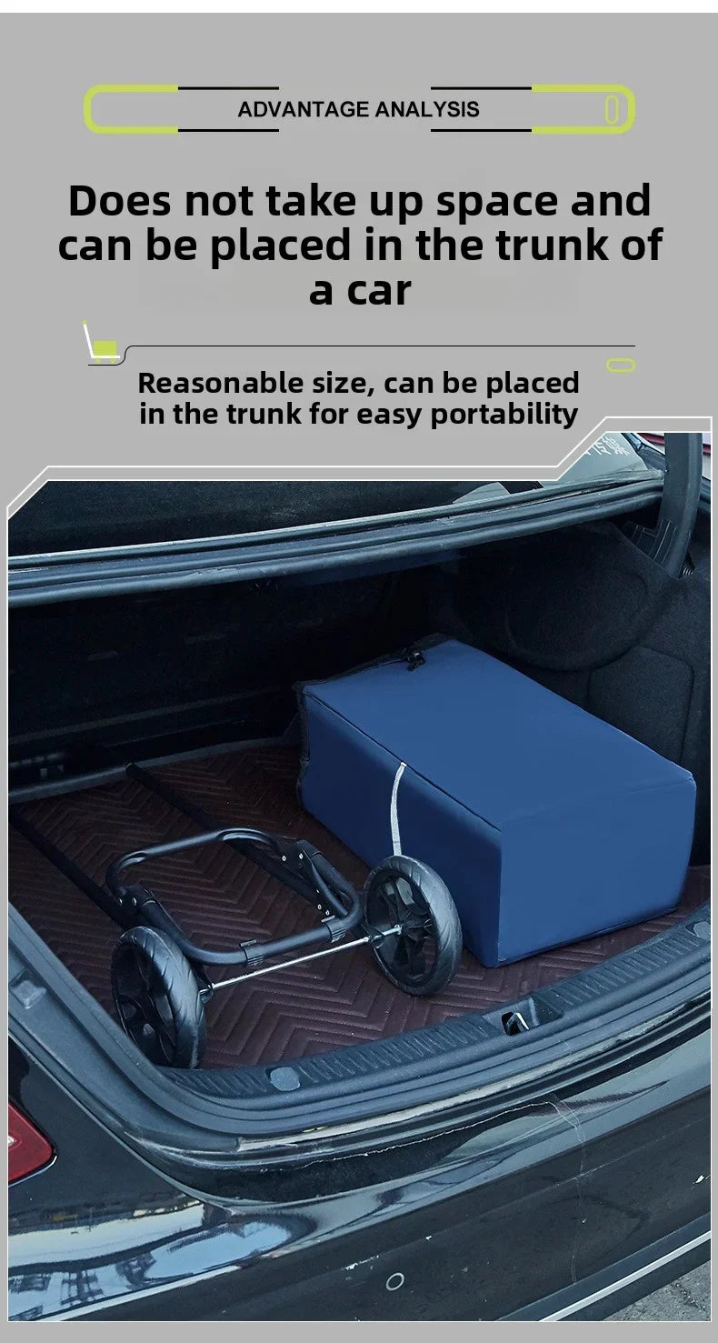 Portable wheeled trolley, climbing three wheeled folding elderly shopping cart, grocery cart, insulated Oxford cloth bag