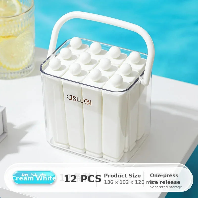 1pc Silicone Ice Pop Mold Box Food Grade Easy Release PET PP Popsicle Maker Freezer Ice Cube Tray for Summer Drinks Home DIY