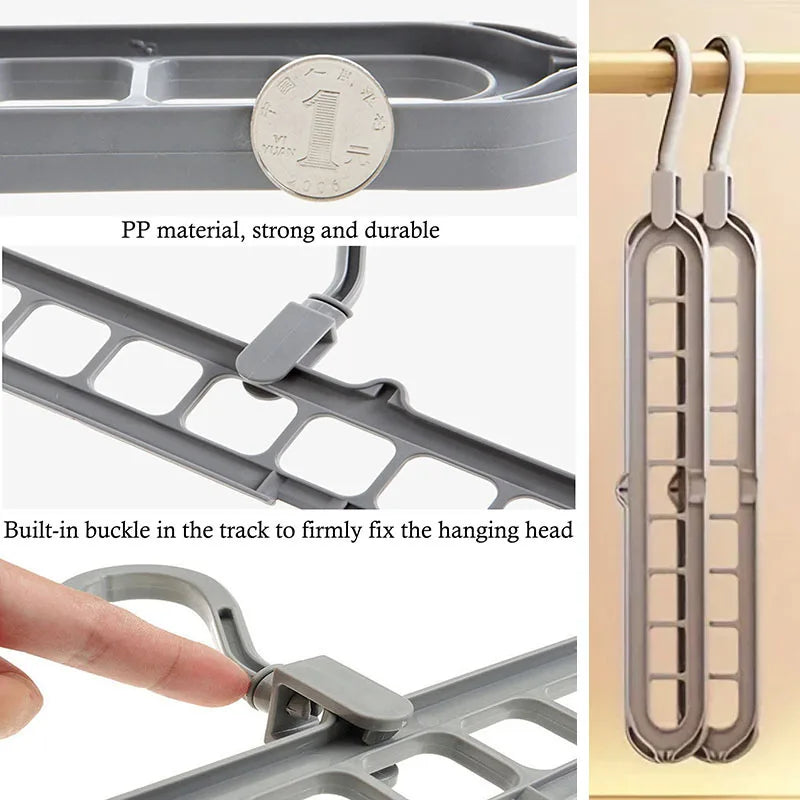 9-Hole Foldable Clothes Hangers Plastic Heavy Duty Space Saving Organizer Hangers For Clothes Home Closet Wardrobe Hanger