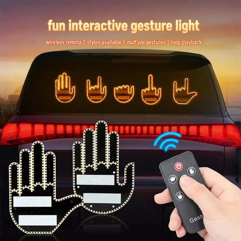 Multi-functional Car LED Finger Lights Male/Female Remote Control Car Interior Light Rear Window Decoration