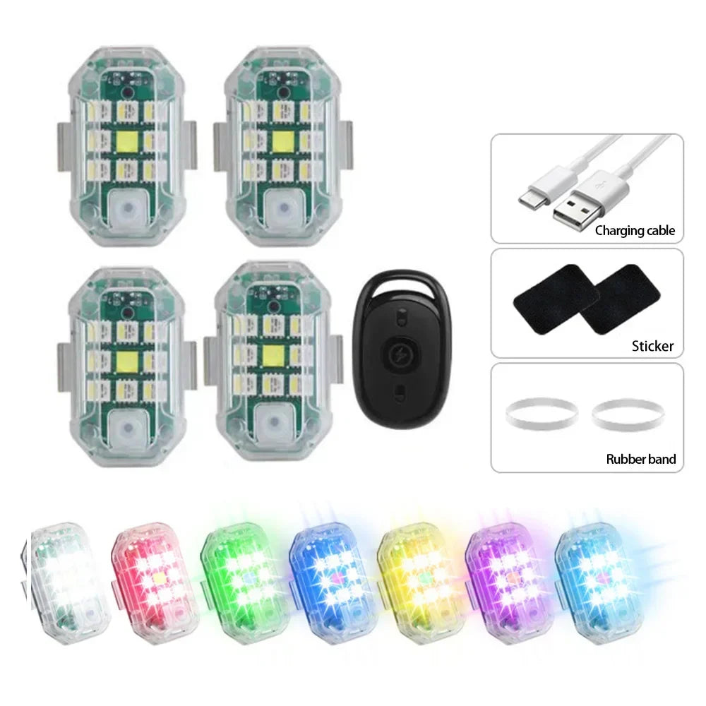 2Pc Remote Motorcycle Car Lights RC Drone LED Flash Wireless Light RC Fix Wing Aircraft Airplane Helicopter Warning Lights