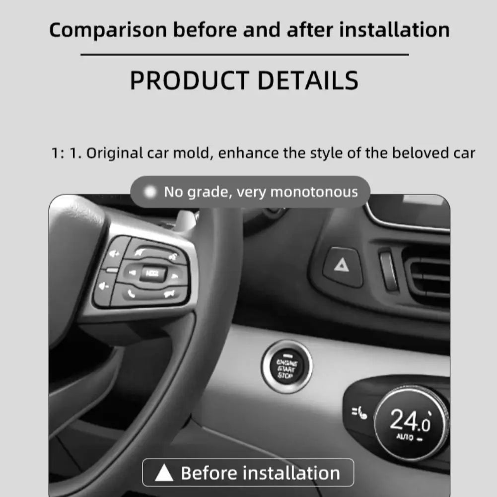 1Pcs Car starter lever decoration Car One Click Start Joystick Decorative Ball Creative All Metal Start Switch Button Cover