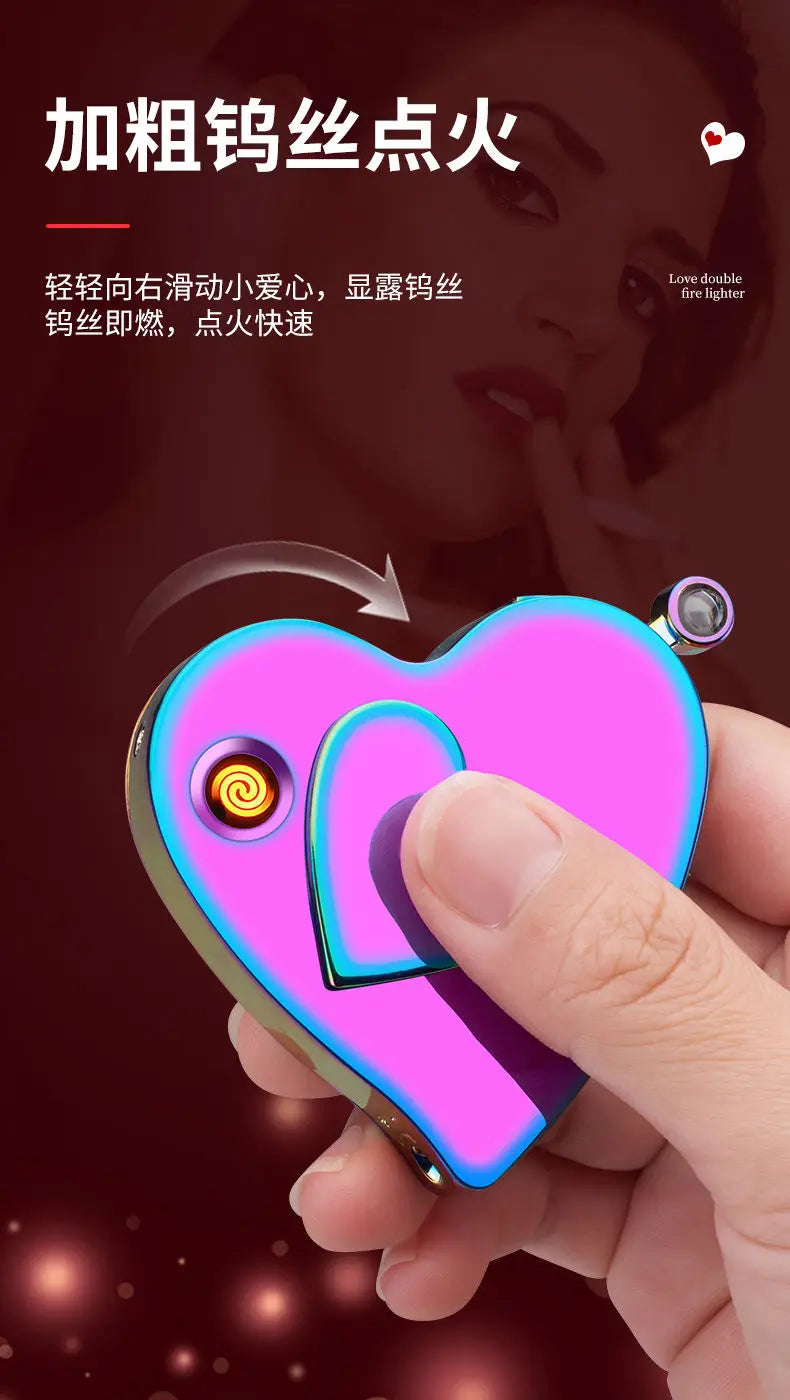 New 520 Love Electric Dual-Use Windproof Lighter for Boys Valentine's Day Gift Boyfriend