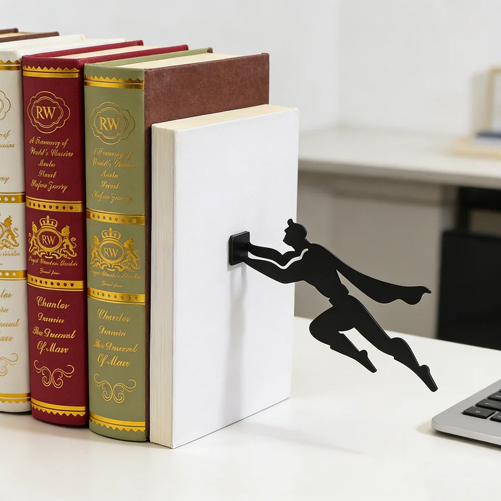 Superhero Bookend,Floating Bookshelf for Kids Wall Decore Funny Bookends Bookshelf for Book Lovers