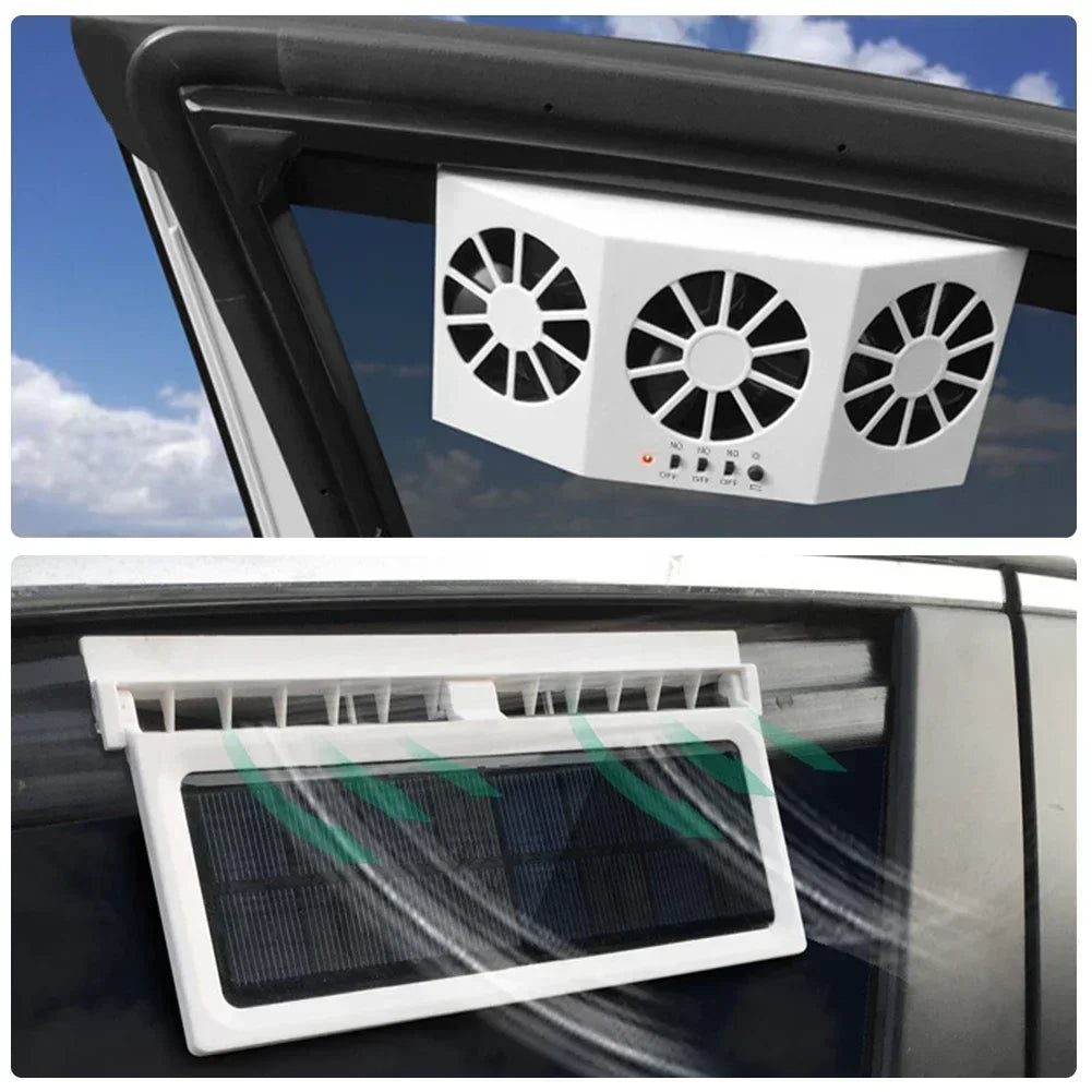 Solar Powered Car Exhaust Fan Car Window Fan Cooling Radiator Energy Saving Auto Coole Portable Deodorization Ventilator Amagi