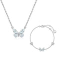 2pcs Luminous Butterfly Necklace Bracelet Set for Women Glow in The Dark Pendant Necklace Christmas New Year Party Jewelry Gift