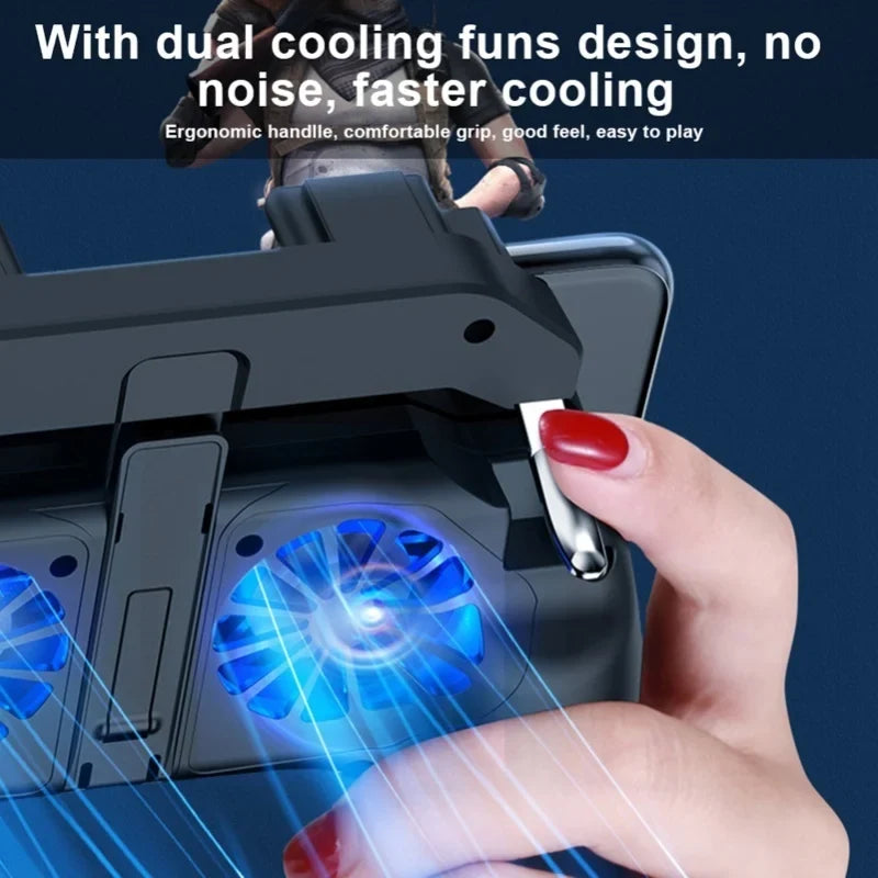 Dual Cooling Fans Mobile Phone Game Controller Gamepad With 2500mAh Battery
