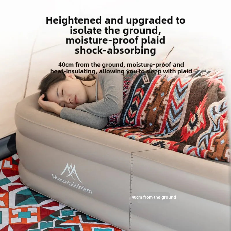 MOUNTAINHIKER New Interior Air Mattress Glamping Mats PVC Inflatable Sleeping Mattress 1/3 Person Camping Bed Mat Built-in Pump