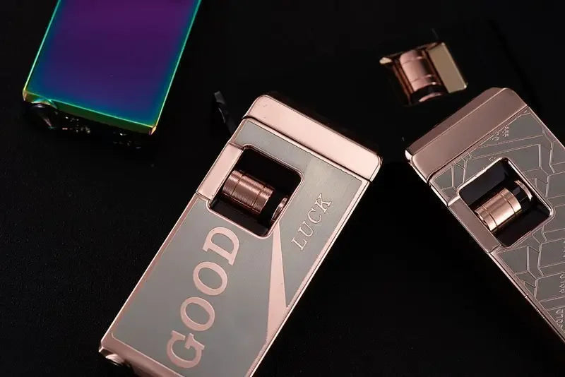 Metal Induction Windproof Red Jet Flame Butane Gas Lighter Creative Touch Roller Battery Ignition Smoking Accessories Gadgets