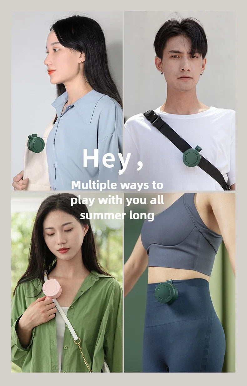 Mini Clip Fans Hanging Waist Neck Fan Girl Electric Air Cooling Fan 900mah USB Leafless Fan 3 Speeds Portable Cooler Air