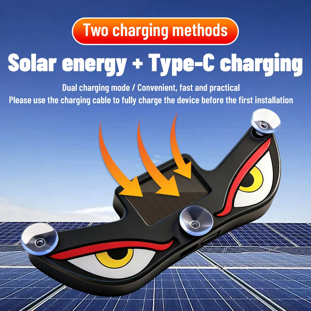 Solar Powered Car Neon Light Wireless Cool DEMON EYE Led Ambient Light Suction Cup USB Rechargeable Atmosphere Breathing Lamp