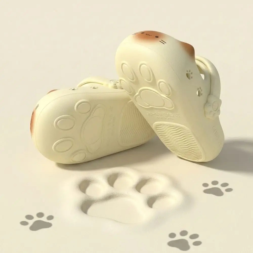 New Waterproof Cat Slippers Bottom Cat Paw Anti Slip Cat Paw Slippers Closed Toe Soft Bottom Small Cat Mules Outdoor Indoor