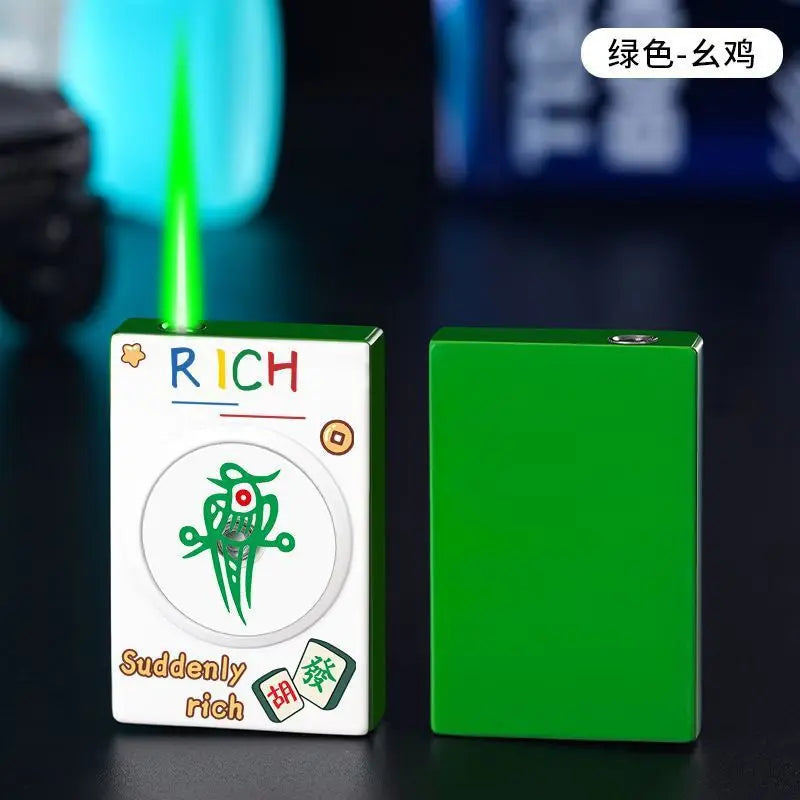 New Butane Gas Lighter Rotating Decompression Poker Windproof Inflatable Lighter Cigarette Accessories Men's Small Gift