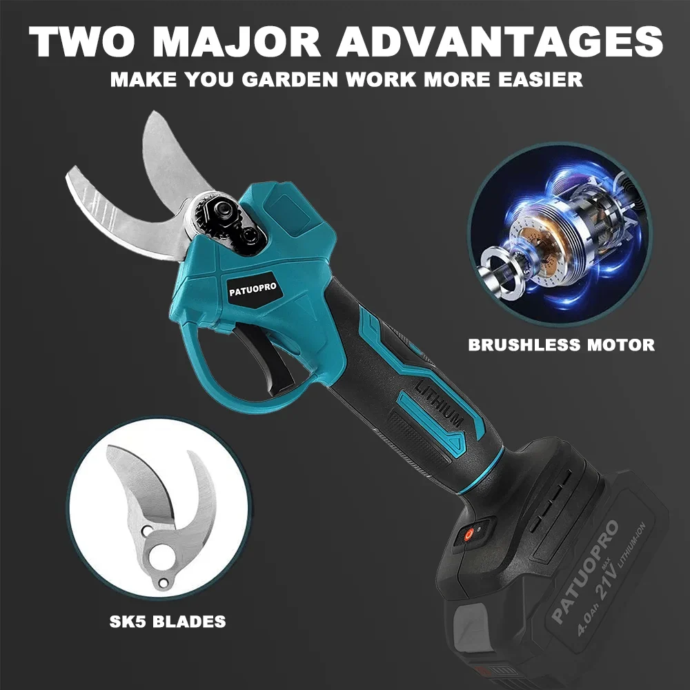 30mm Cordless Brushless Electric Pruning Shears (for Makita 18V batteries) – Power tool for pruning trees and bonsai branches.