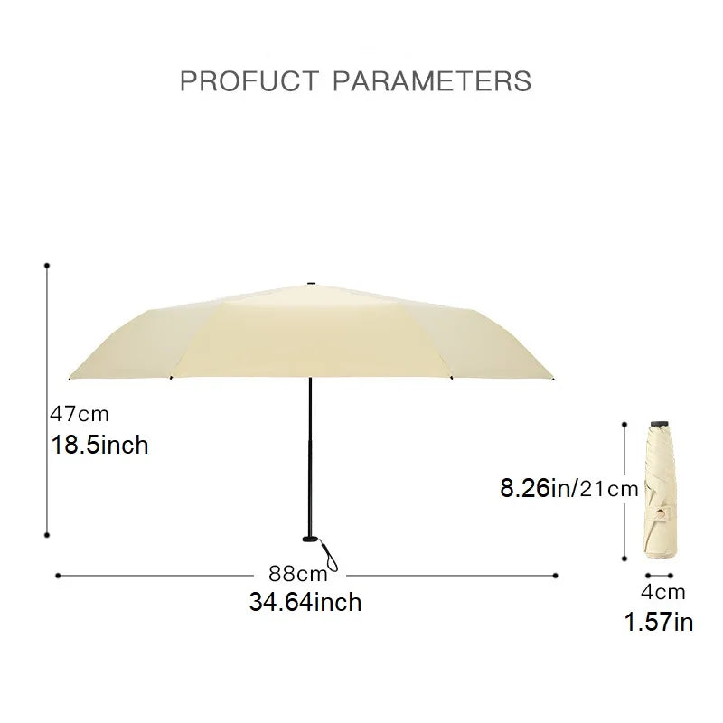 Ultra-light UPF50+ Umbrella Carbon Fiber Sun UV Protection Portable Umbrella Vinyl Folding Rain Parasol Pocket Pencil Umbrella