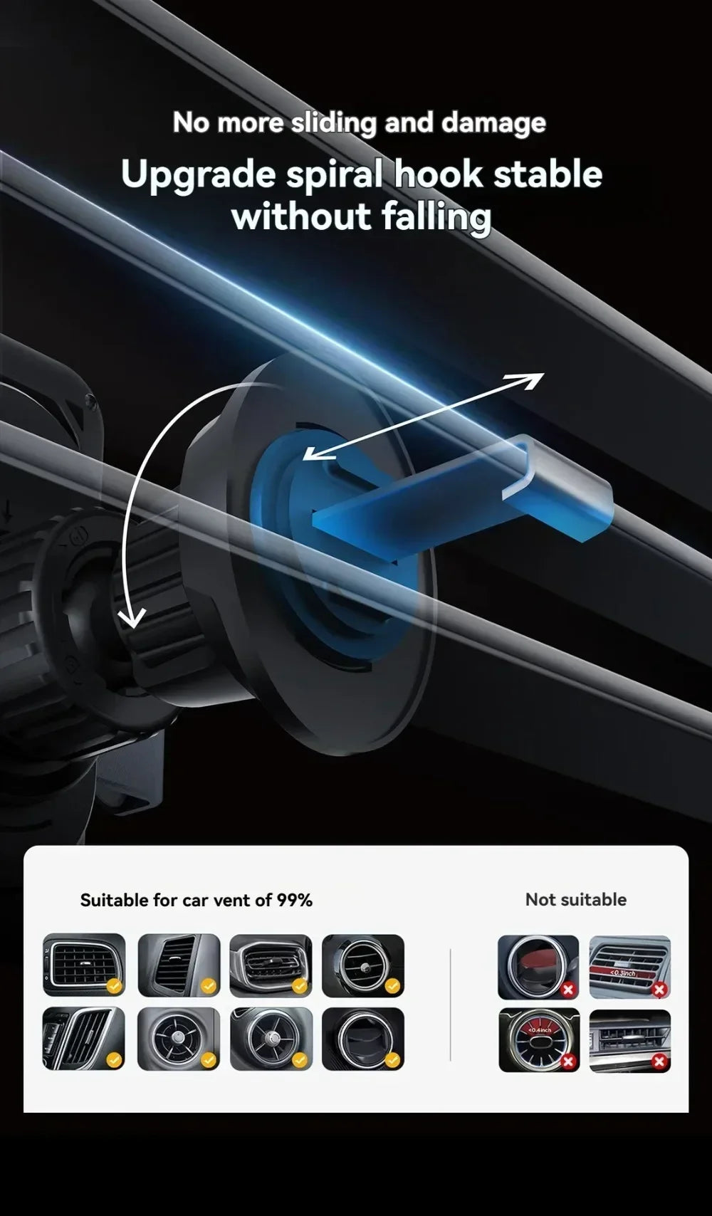 Car Unicersal Air Vent Electric Rotating Opening Closing Phone Holder 15W Wireless Charger Dual Coil Smart Phones Fast Charging