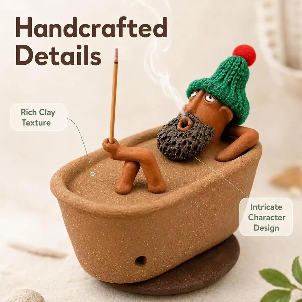 Funny Bath Man Incense Burner Desk Ornaments Creative Aromatherapy Incense Holder Resin Home Decor Bathtub Incense Holder