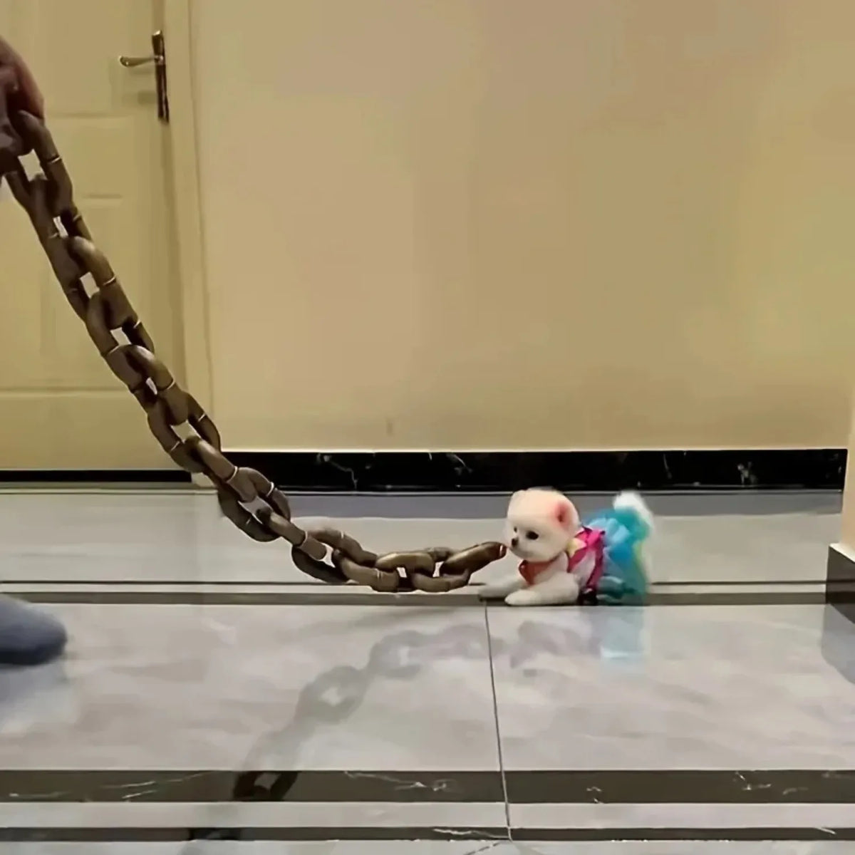 Plastic Iron Chain Handcuff Foot Shackle Dog Leash Set, Movie Prop Cosplay Costume, 1.5m/1.8m