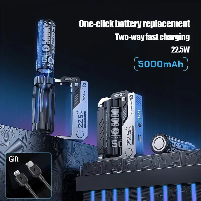 Power Bank with Removable Batteries 22.5W PD, Modular Design for Camping Travel Emergency Power Bank