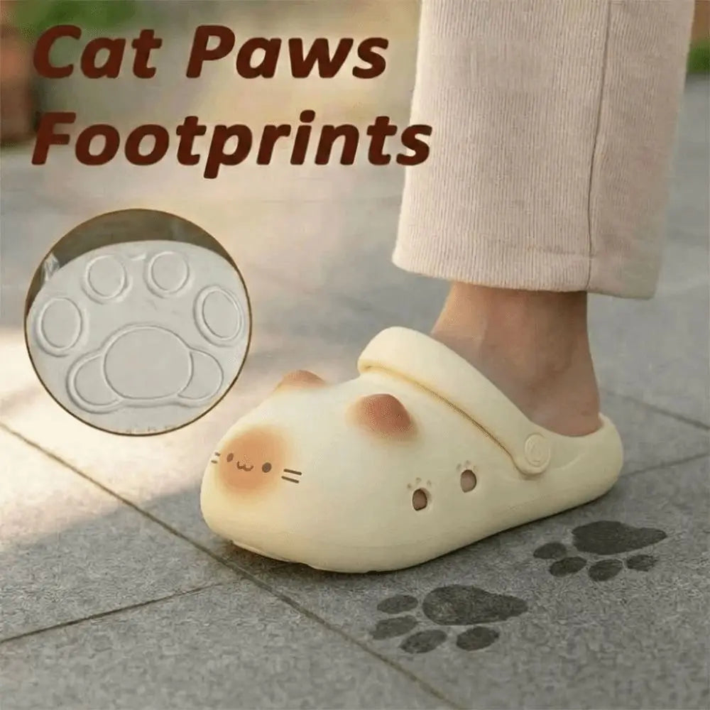 New Waterproof Cat Slippers Bottom Cat Paw Anti Slip Cat Paw Slippers Closed Toe Soft Bottom Small Cat Mules Outdoor Indoor