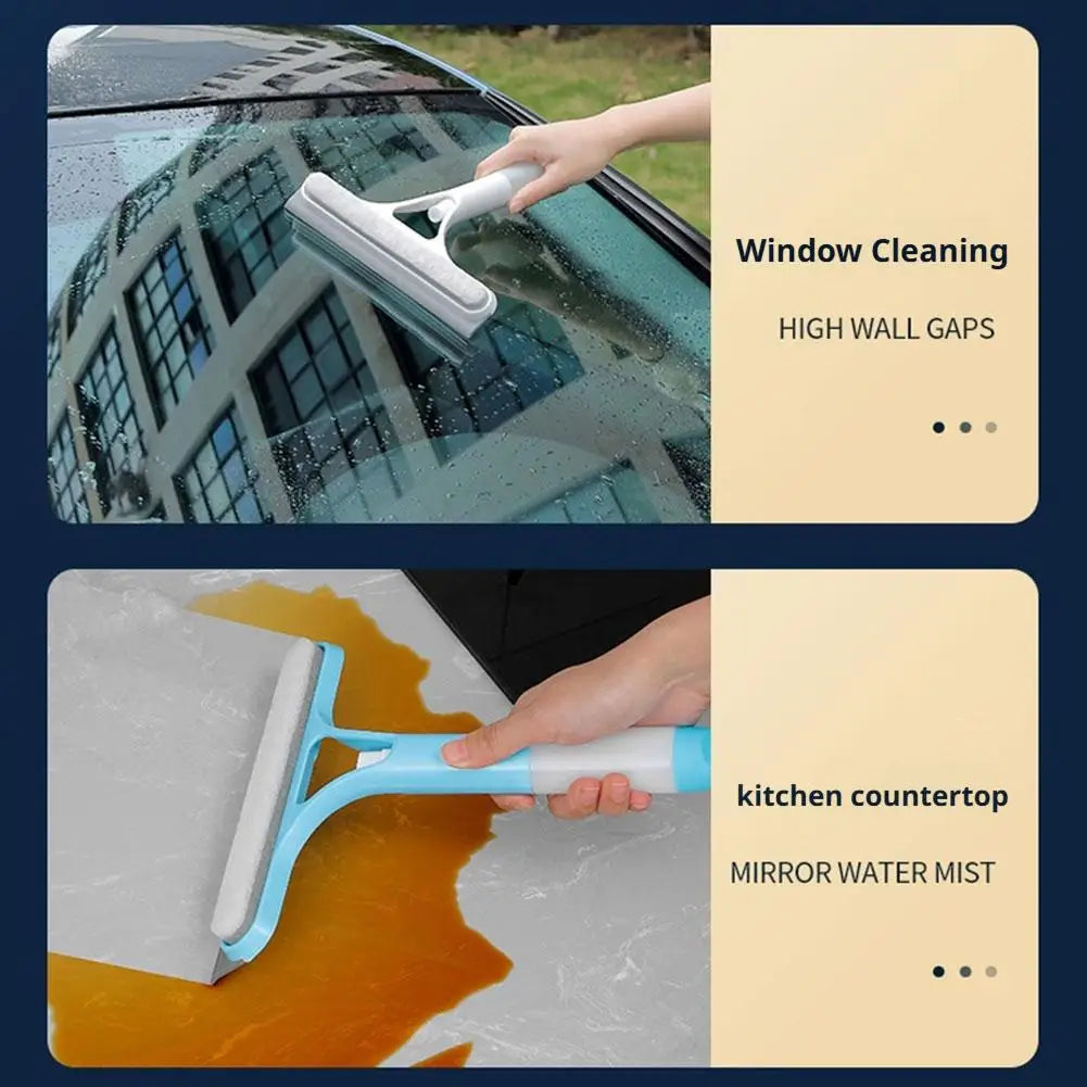 3 in 1 Window Cleaning Squeegee with Water Sprayer TPR Foam Head Multi Function Glass Mirror Wiper Household Car Cleaning Tools