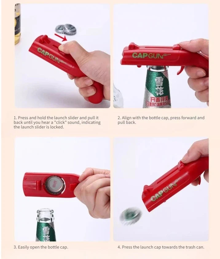 Cap Gun Beer Bottle Opener Portable Beverage Drinking Opening Gun Cap Launcher Kitchen Party Supply Bar Tool Kitchen Accessories