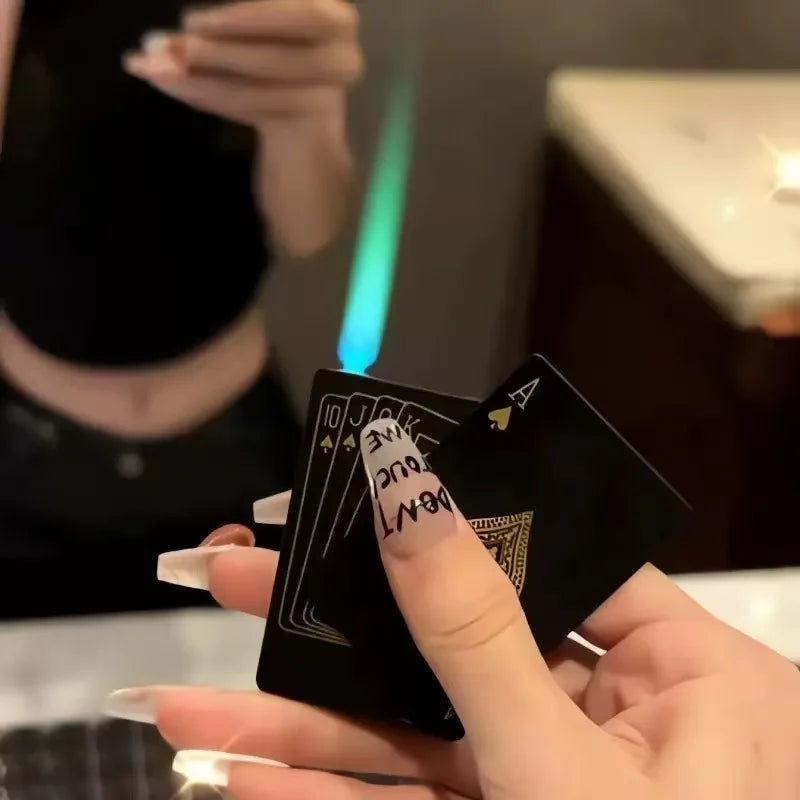 New Butane Gas Lighter Rotating Decompression Poker Windproof Inflatable Lighter Cigarette Accessories Men's Small Gift
