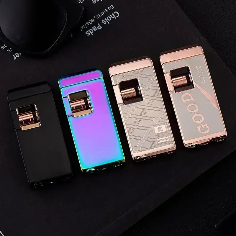 Metal Induction Windproof Red Jet Flame Butane Gas Lighter Creative Touch Roller Battery Ignition Smoking Accessories Gadgets