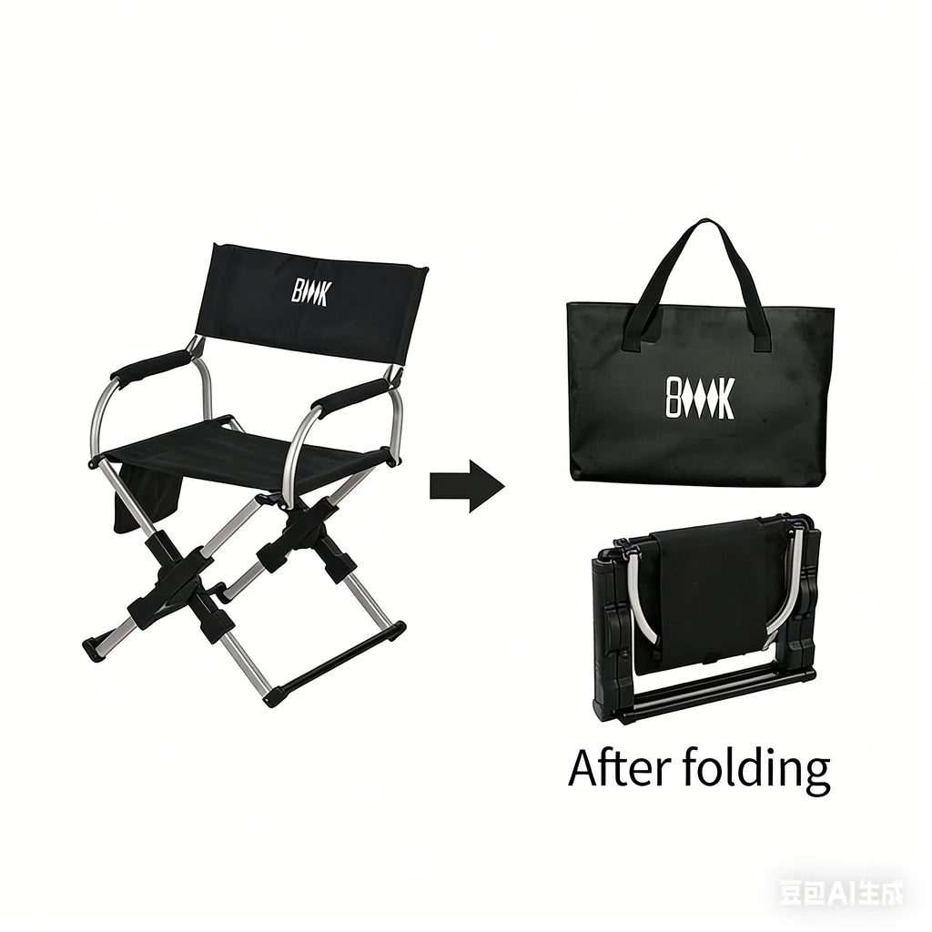 Outdoor Foldable Director Chair Aluminum Alloy Lightweight Camping Chair Portable Beach Fishing Hiking Picnic Seat Travel Furnit
