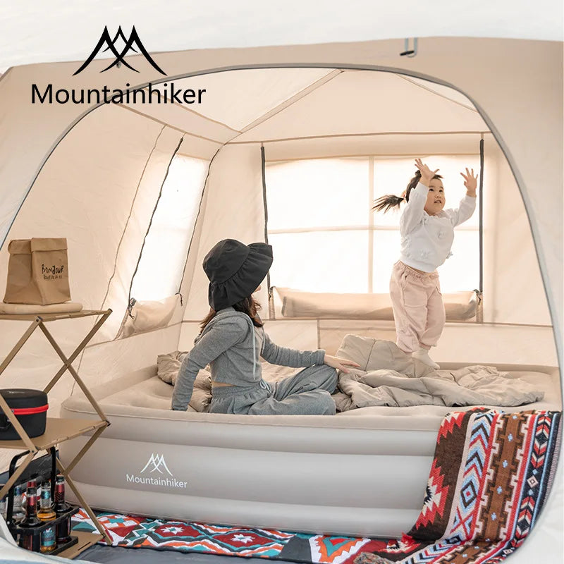MOUNTAINHIKER New Interior Air Mattress Glamping Mats PVC Inflatable Sleeping Mattress 1/3 Person Camping Bed Mat Built-in Pump