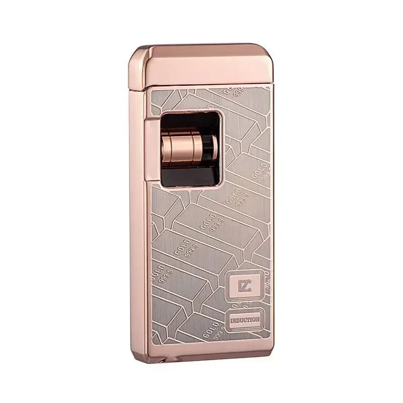 Metal Induction Windproof Red Jet Flame Butane Gas Lighter Creative Touch Roller Battery Ignition Smoking Accessories Gadgets