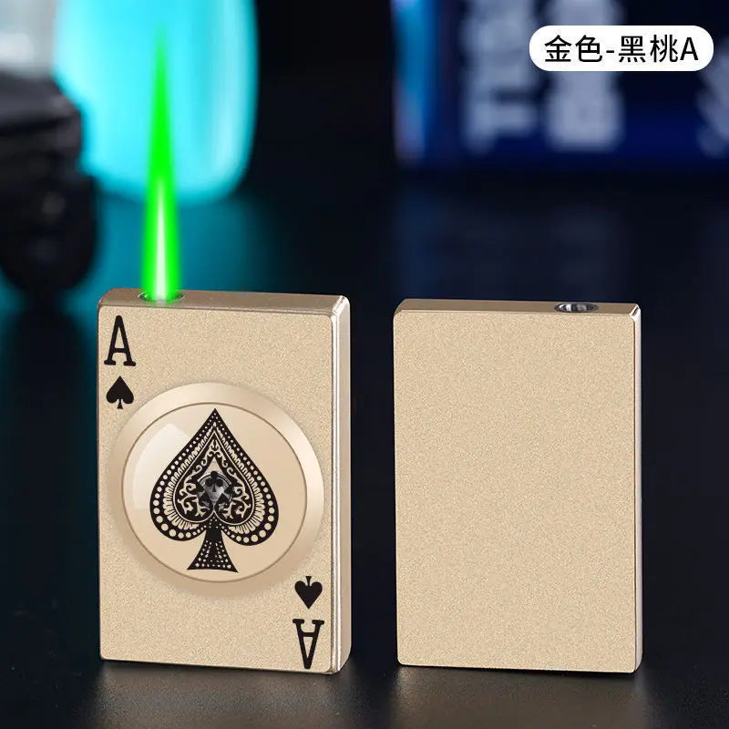 New Butane Gas Lighter Rotating Decompression Poker Windproof Inflatable Lighter Cigarette Accessories Men's Small Gift