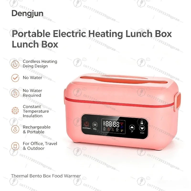Portable Electric Thermal Lunch Box Rechargeable Heating Bento Box No Water Required For Workplace Daily Use