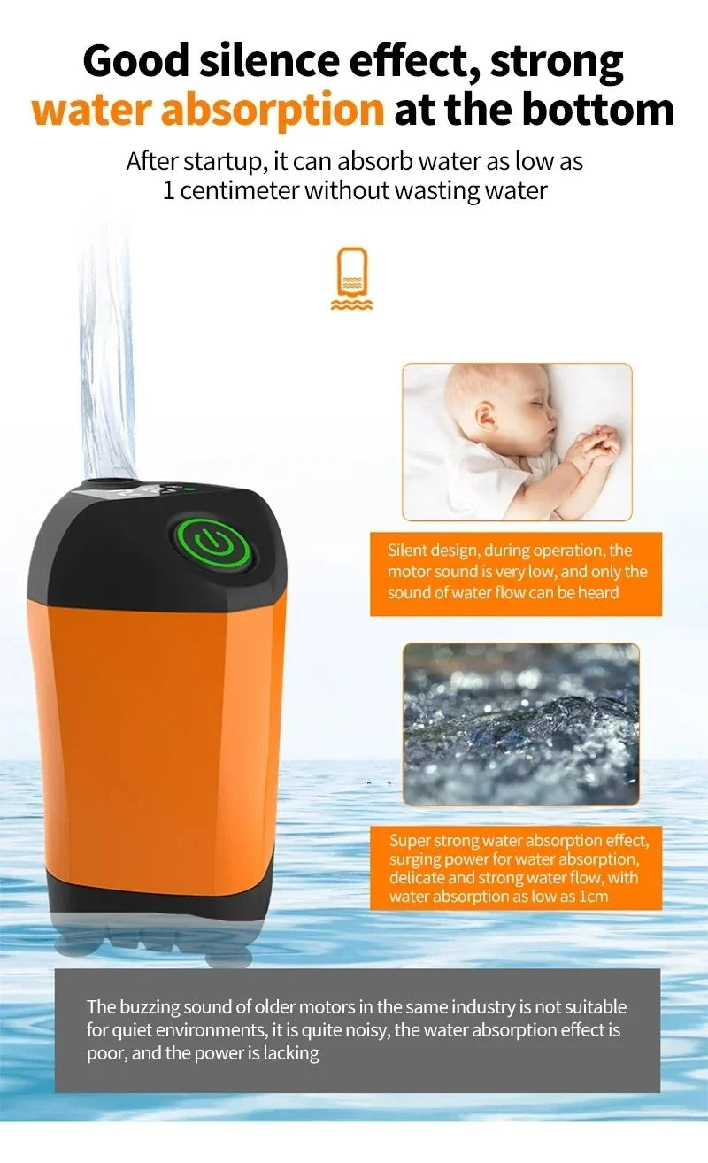 Portable USB Rechargeable High Pressure Waterproof Shower Pump for Camping Beach Hiking Pet Bath Car Wash