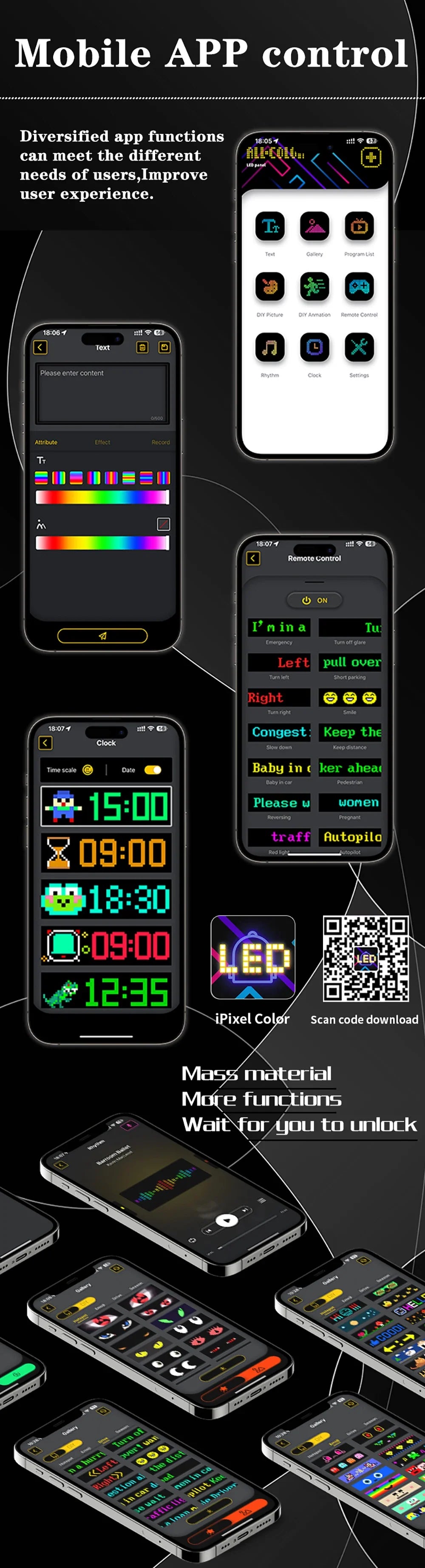 LED Truck Devil Eye Matrix Pixel Panel Remote App Control Soft Lighting Graffiti Scrolling DIY Programmable Flexible Screen