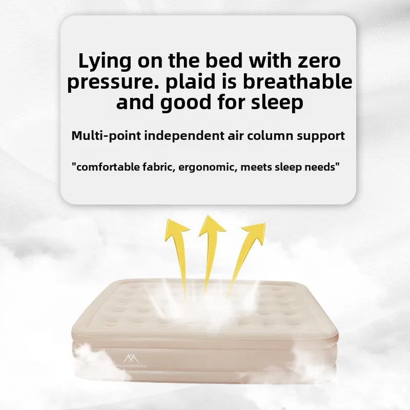 MOUNTAINHIKER New Interior Air Mattress Glamping Mats PVC Inflatable Sleeping Mattress 1/3 Person Camping Bed Mat Built-in Pump