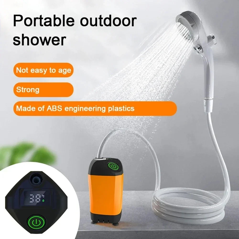 Portable USB Rechargeable High Pressure Waterproof Shower Pump for Camping Beach Hiking Pet Bath Car Wash