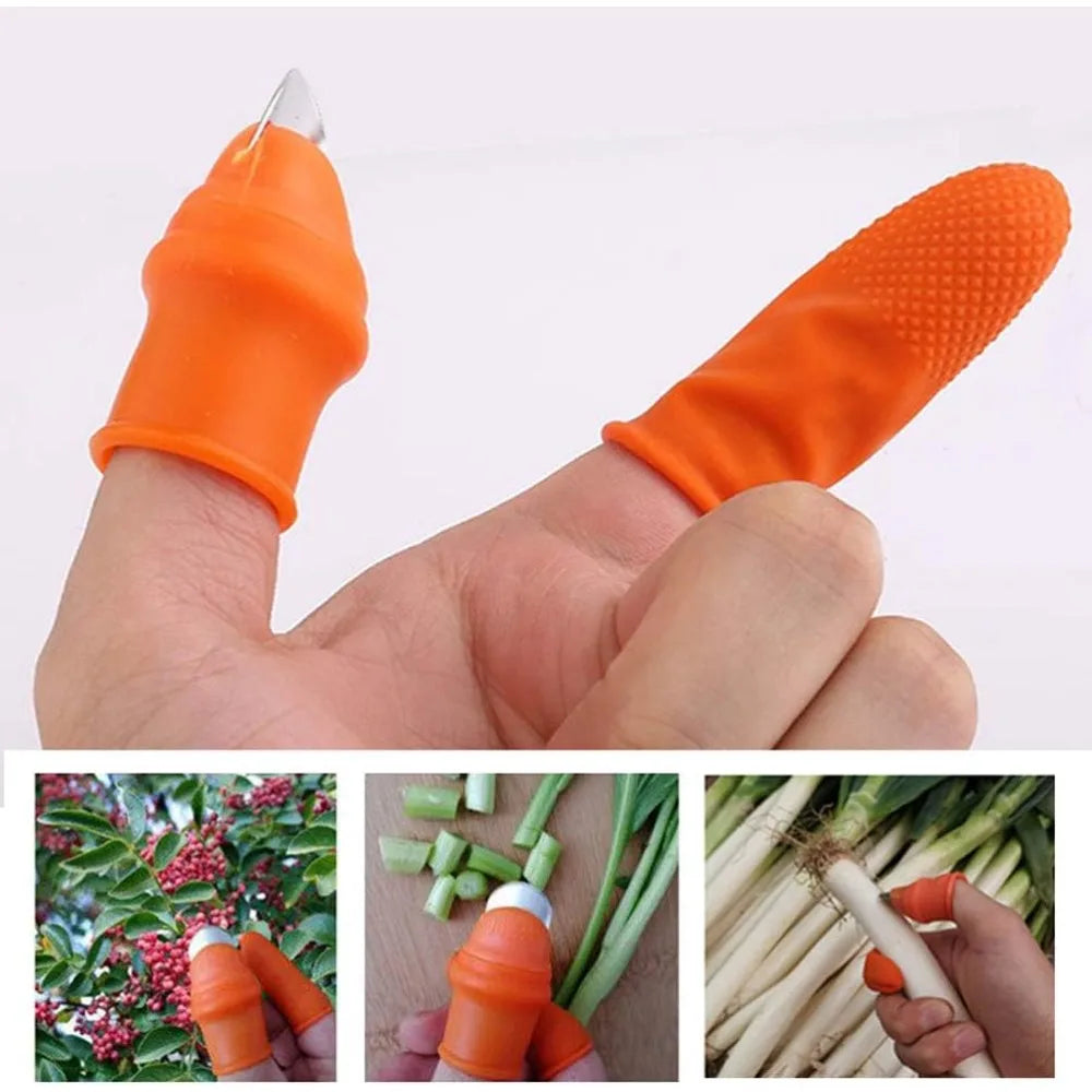 Silicone Thumb Cutter Finger Sleeve Set, Picking Harvest Tool for Fruit Vegetable Gardening, Kitchen Peeler