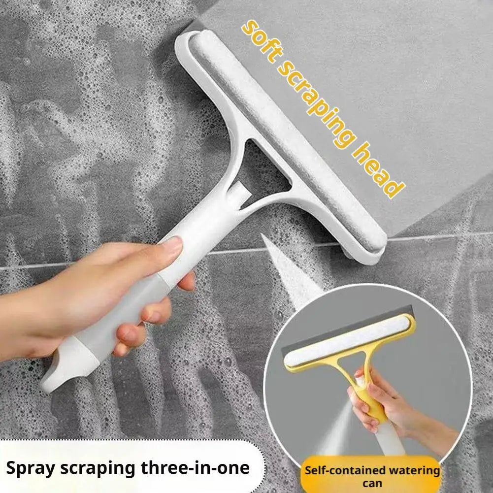 3 in 1 Window Cleaning Squeegee with Water Sprayer TPR Foam Head Multi Function Glass Mirror Wiper Household Car Cleaning Tools
