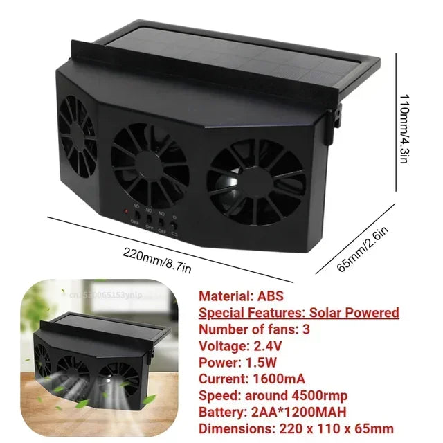 Solar Powered Car Exhaust Fan Car Window Fan Cooling Radiator Energy Saving Auto Coole Portable Deodorization Ventilator Amagi
