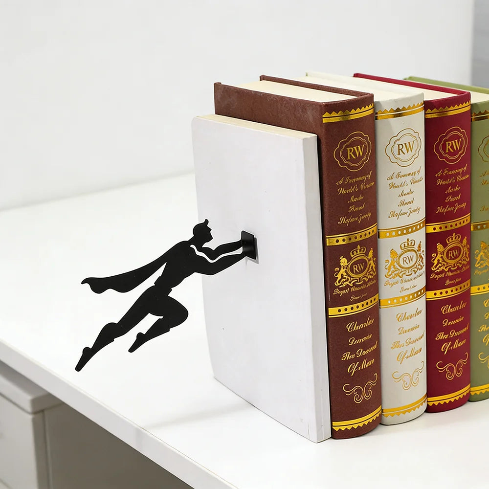 Superhero Bookend,Floating Bookshelf for Kids Wall Decore Funny Bookends Bookshelf for Book Lovers